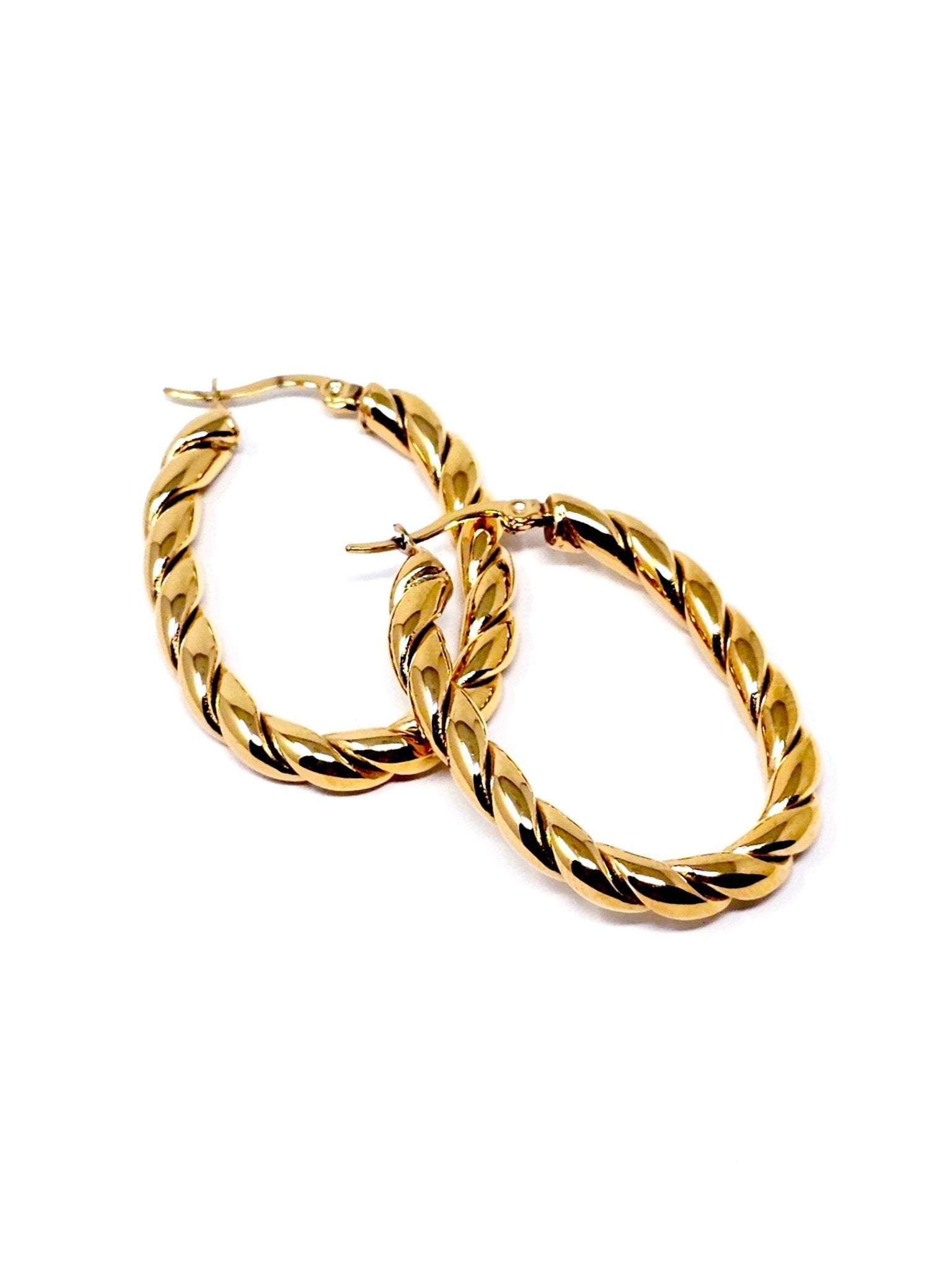 Coppia di Orecchini “Torchon Oval” Gold - 333HOPE333