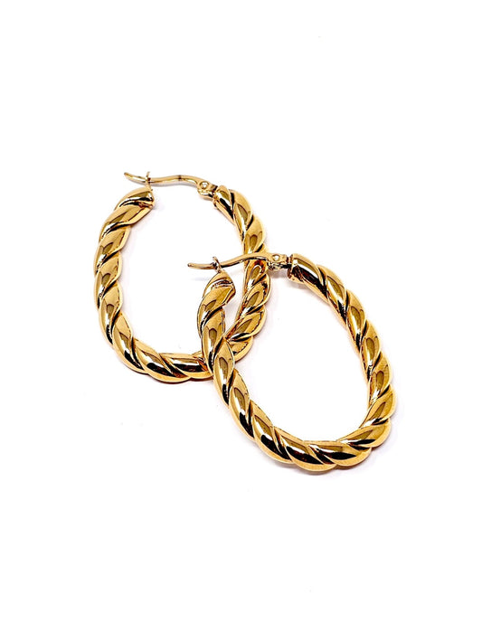 Coppia di Orecchini “Torchon Oval” Gold - 333HOPE333