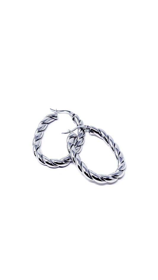 Coppia di Orecchini “Torchon Oval” Silver - 333HOPE333