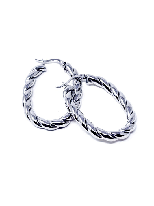 Coppia di Orecchini “Torchon Oval” Silver - 333HOPE333