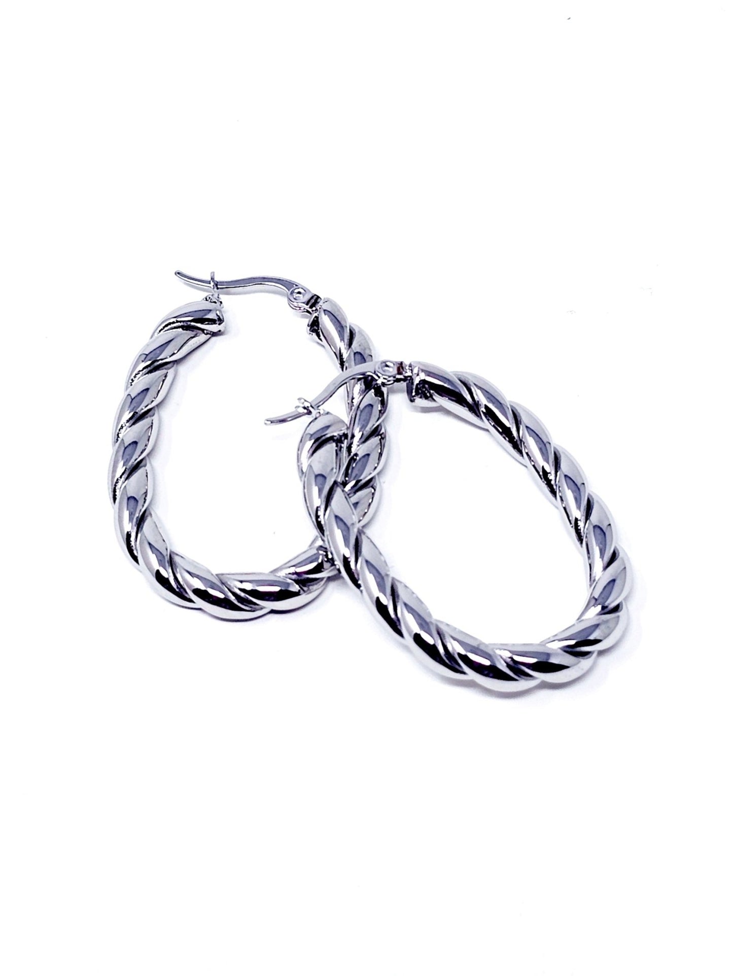 Coppia di Orecchini “Torchon Oval” Silver - 333HOPE333