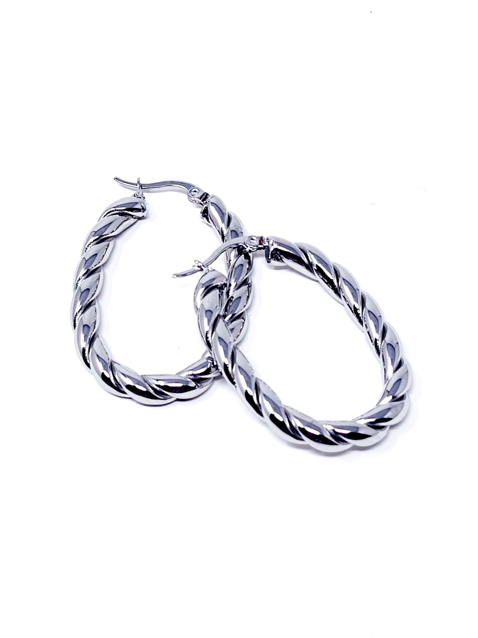Coppia di Orecchini “Torchon Oval” Silver - 333HOPE333
