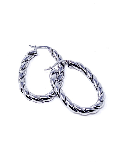 Coppia di Orecchini “Torchon Oval” Silver - 333HOPE333