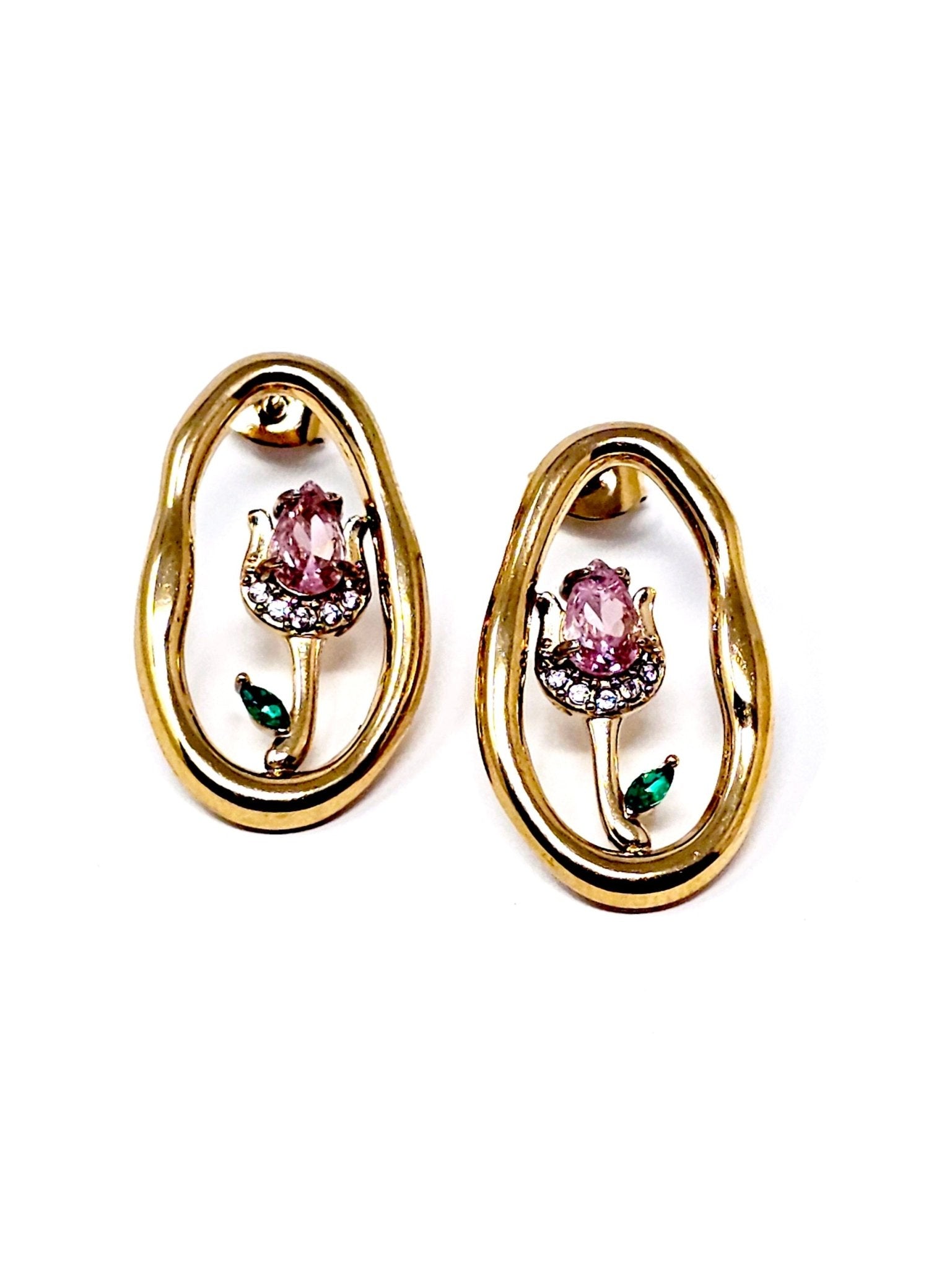 Coppia di Orecchini "Tulipano Light" Gold con Pietre Pastel Colors - 333HOPE333