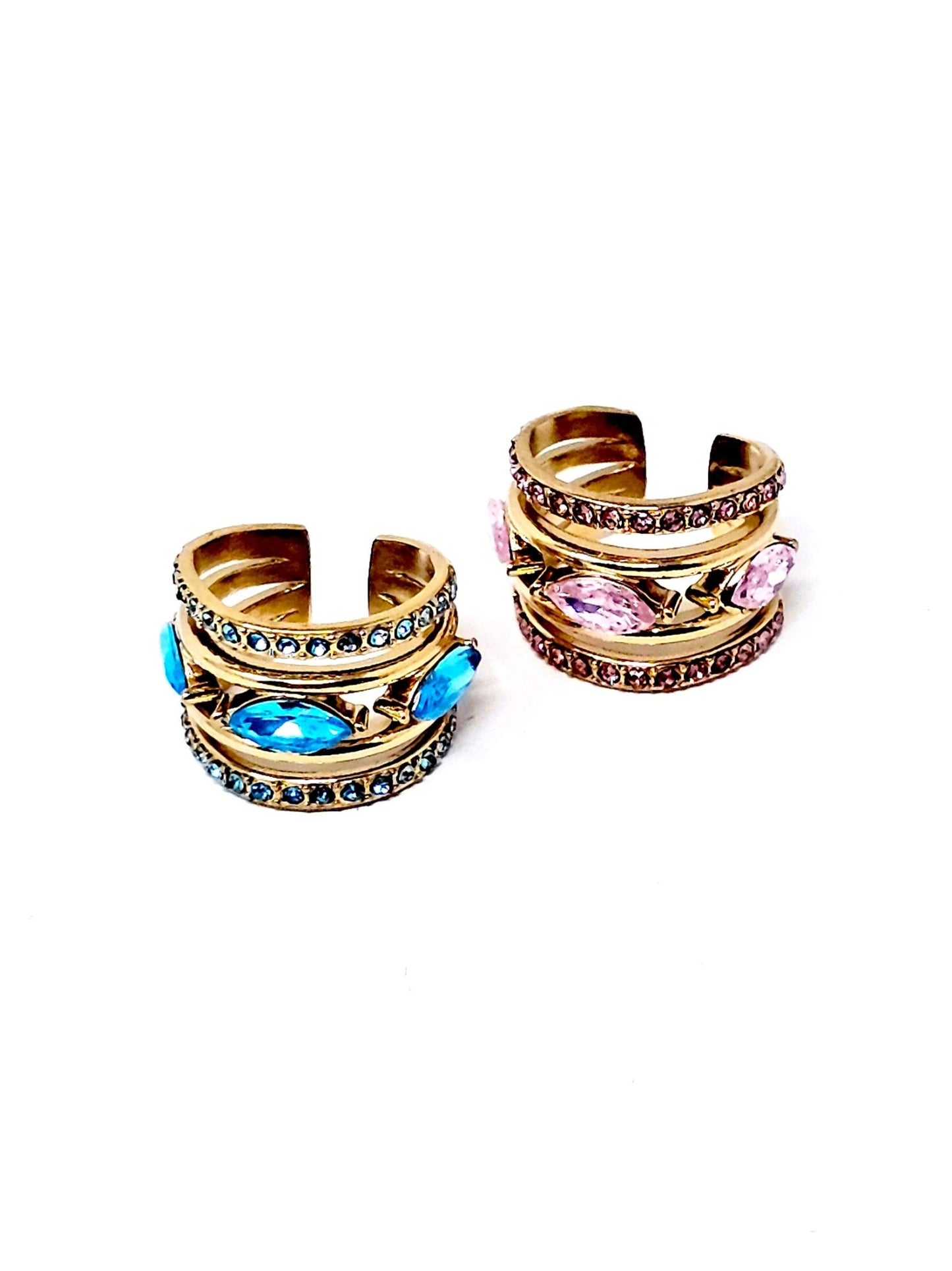 Ear Cuff "Jasmine" Gold con Pietre Color Quarzo Rosa o Acquamarina - 333HOPE333