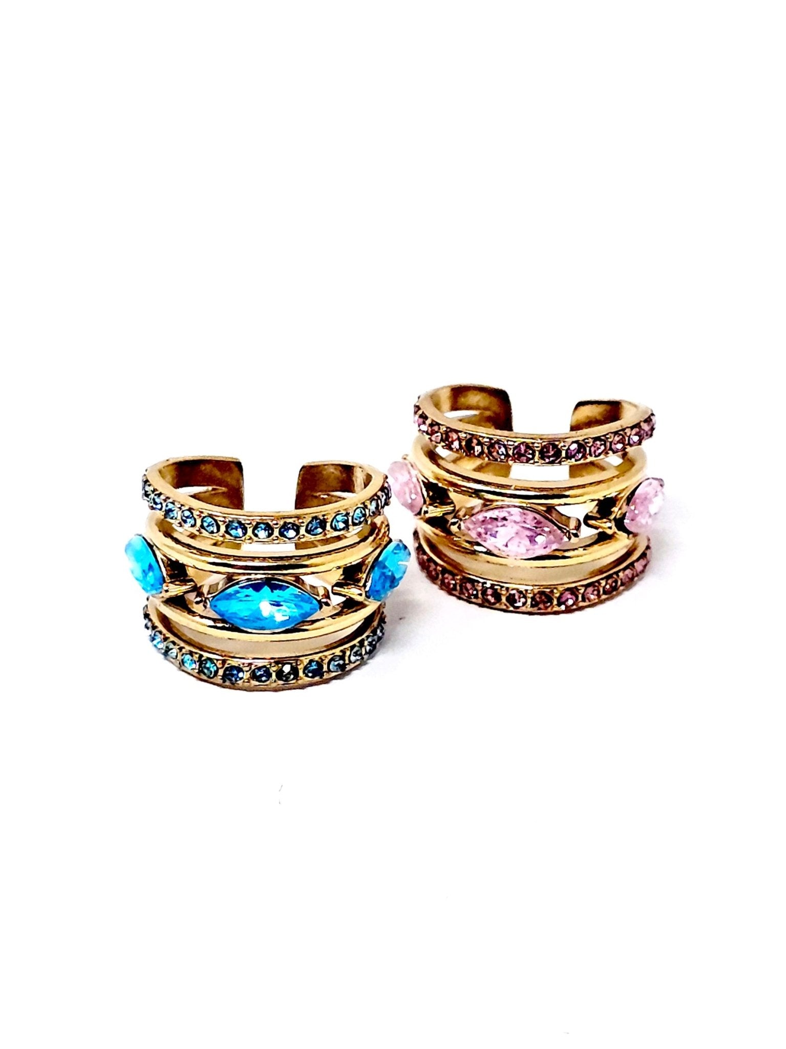Ear Cuff "Jasmine" Gold con Pietre Color Quarzo Rosa o Acquamarina - 333HOPE333