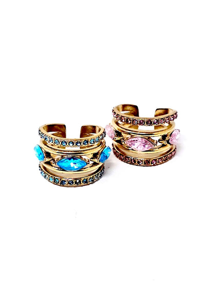 Ear Cuff "Jasmine" Gold con Pietre Color Quarzo Rosa o Acquamarina - 333HOPE333
