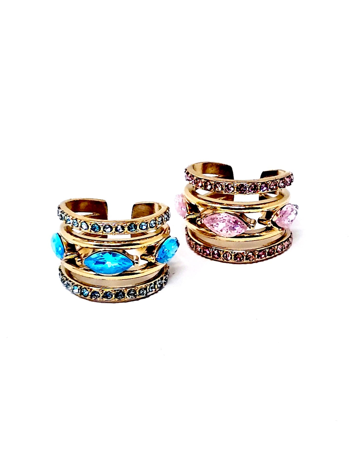 Ear Cuff "Jasmine" Gold con Pietre Color Quarzo Rosa o Acquamarina - 333HOPE333