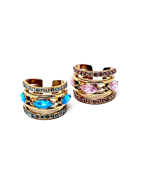 Ear Cuff "Jasmine" Gold con Pietre Color Quarzo Rosa o Acquamarina - 333HOPE333