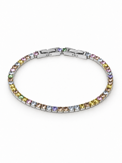 Bracciale Tennis Silver con Pietre Pastel Colors
