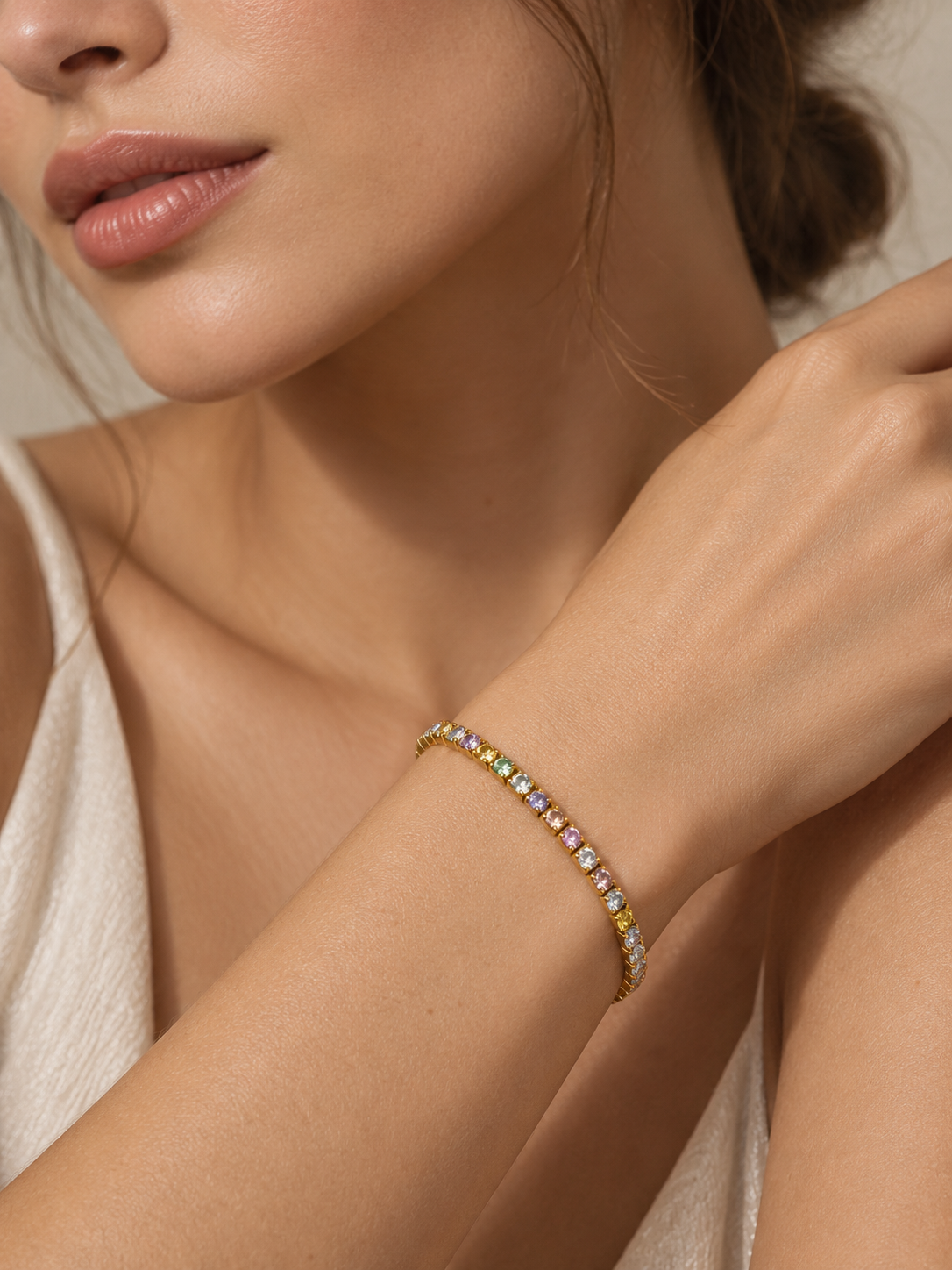 Bracciale Tennis Gold con Pietre Pastel Colors