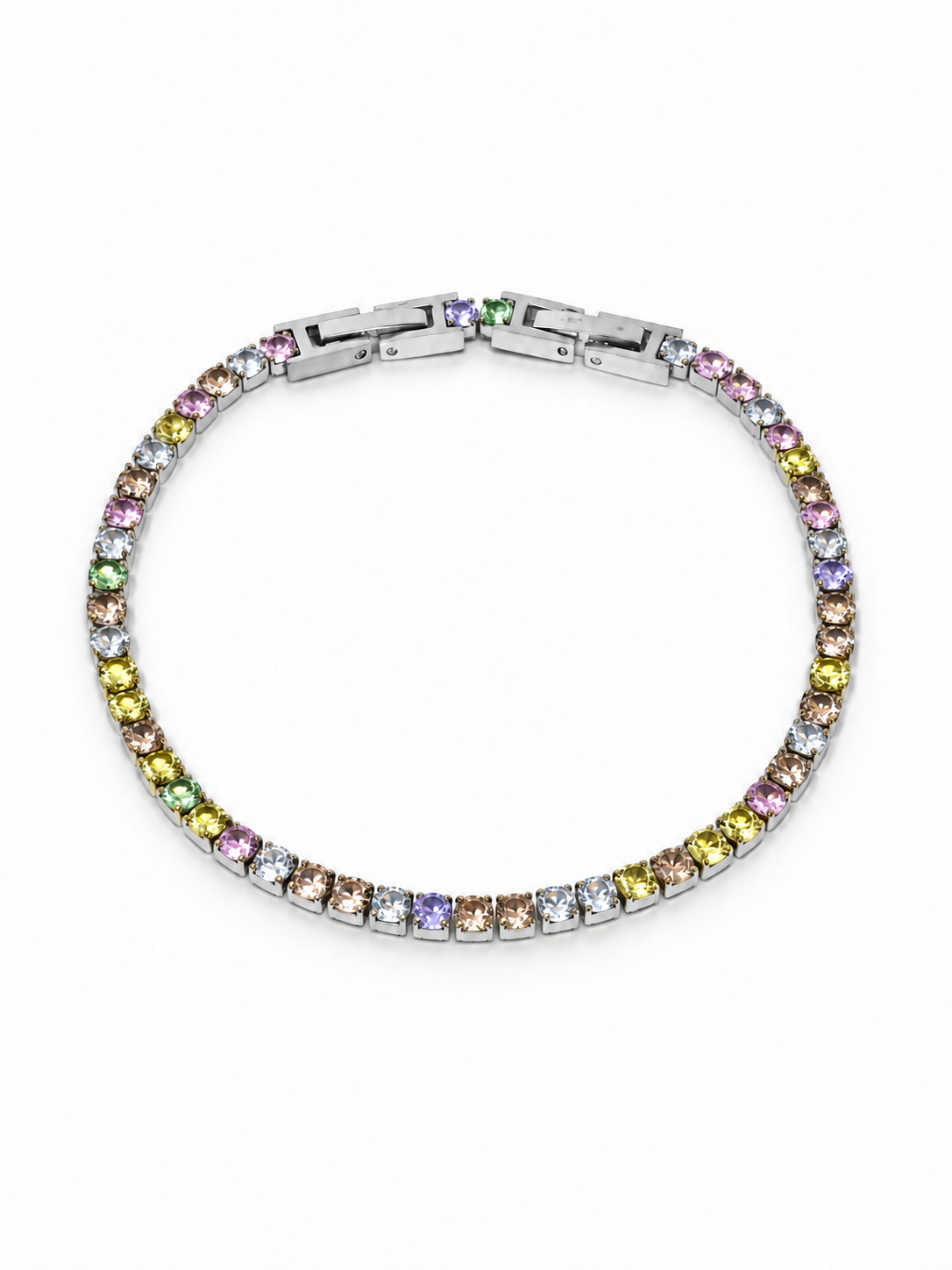Bracciale Tennis Silver con Pietre Pastel Colors