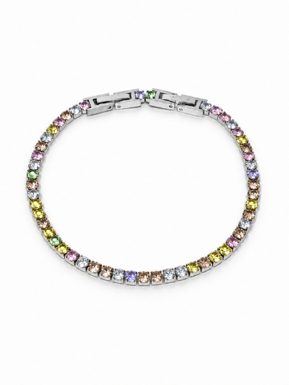 Bracciale Tennis Silver con Pietre Pastel Colors