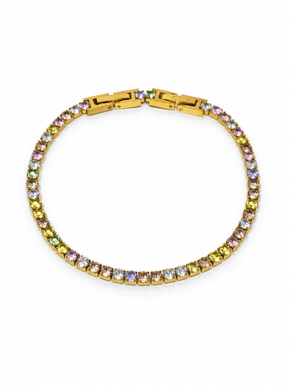 Bracciale Tennis Gold con Pietre Pastel Colors