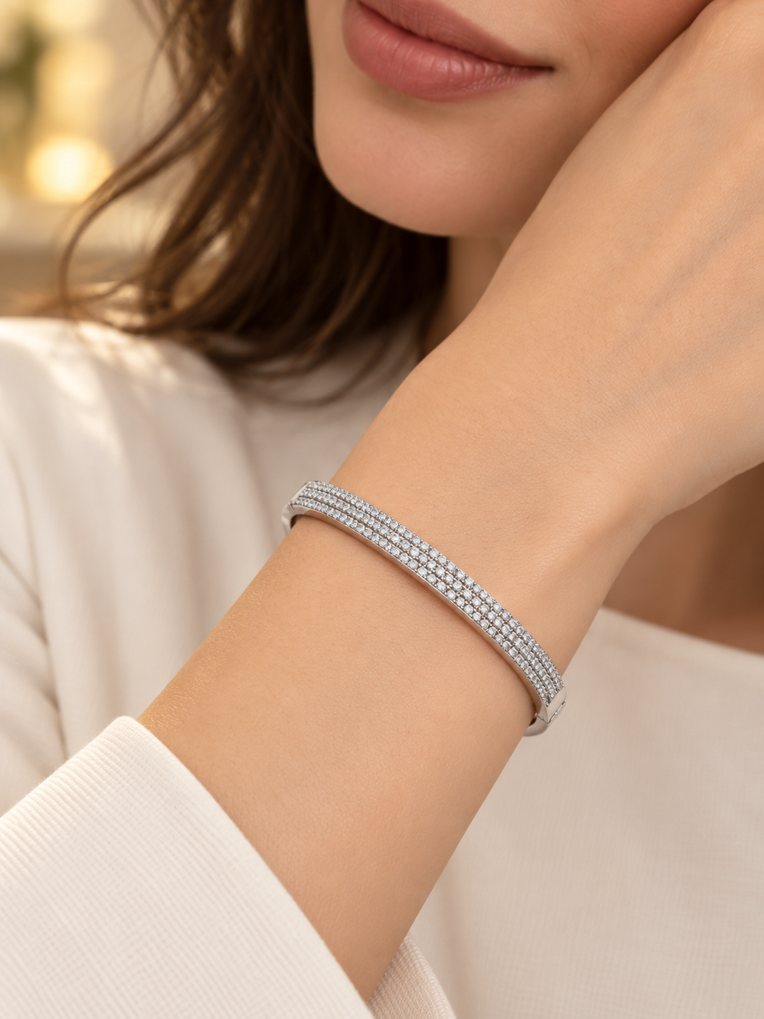 Bracciale Bangle "Linea Pavé" Gold o Silver (Copia)