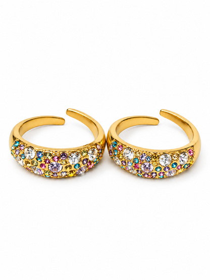 Anello Regolabile "Artemide" Gold con Pietre Pastel Colors