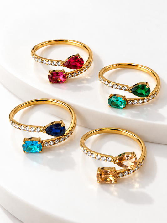 Anello Regolabile "Venere" Gold con Pietre Colorate
