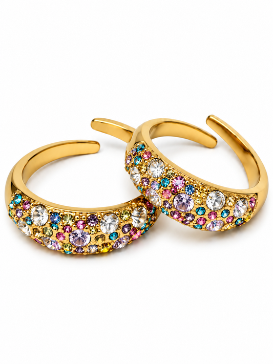Anello Regolabile "Artemide" Gold con Pietre Pastel Colors
