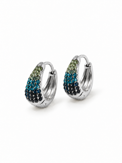 Coppia di Mini Hoops "Simona Pavé" Silver