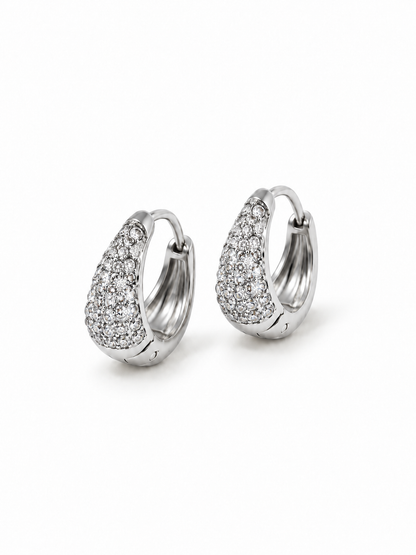 Coppia di Mini Hoops "Simona Pavé" Silver