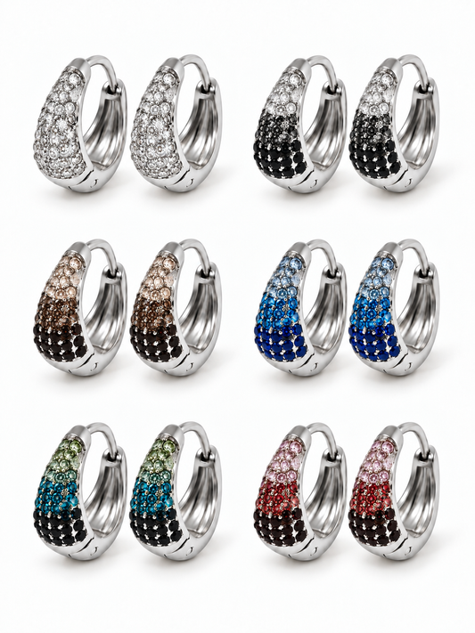 Coppia di Mini Hoops "Simona Pavé" Silver