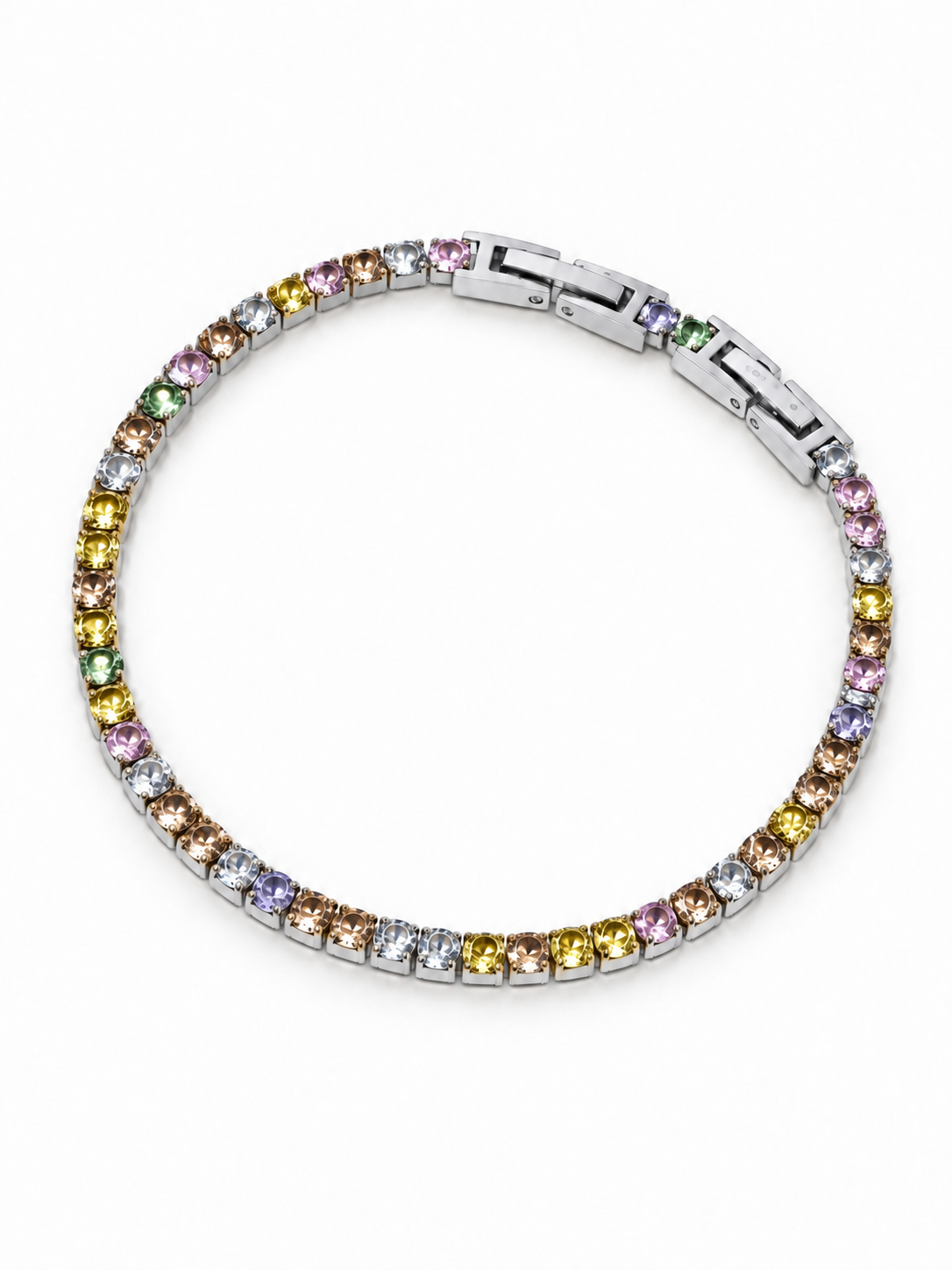 Bracciale Tennis Silver con Pietre Pastel Colors