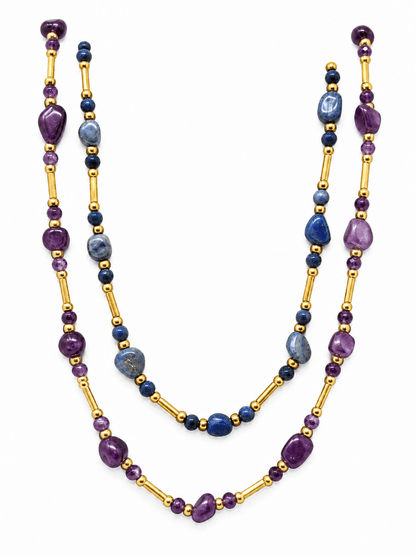 Girocollo "Autunno" con Pietre Naturali - Viola o Blu - 333HOPE333