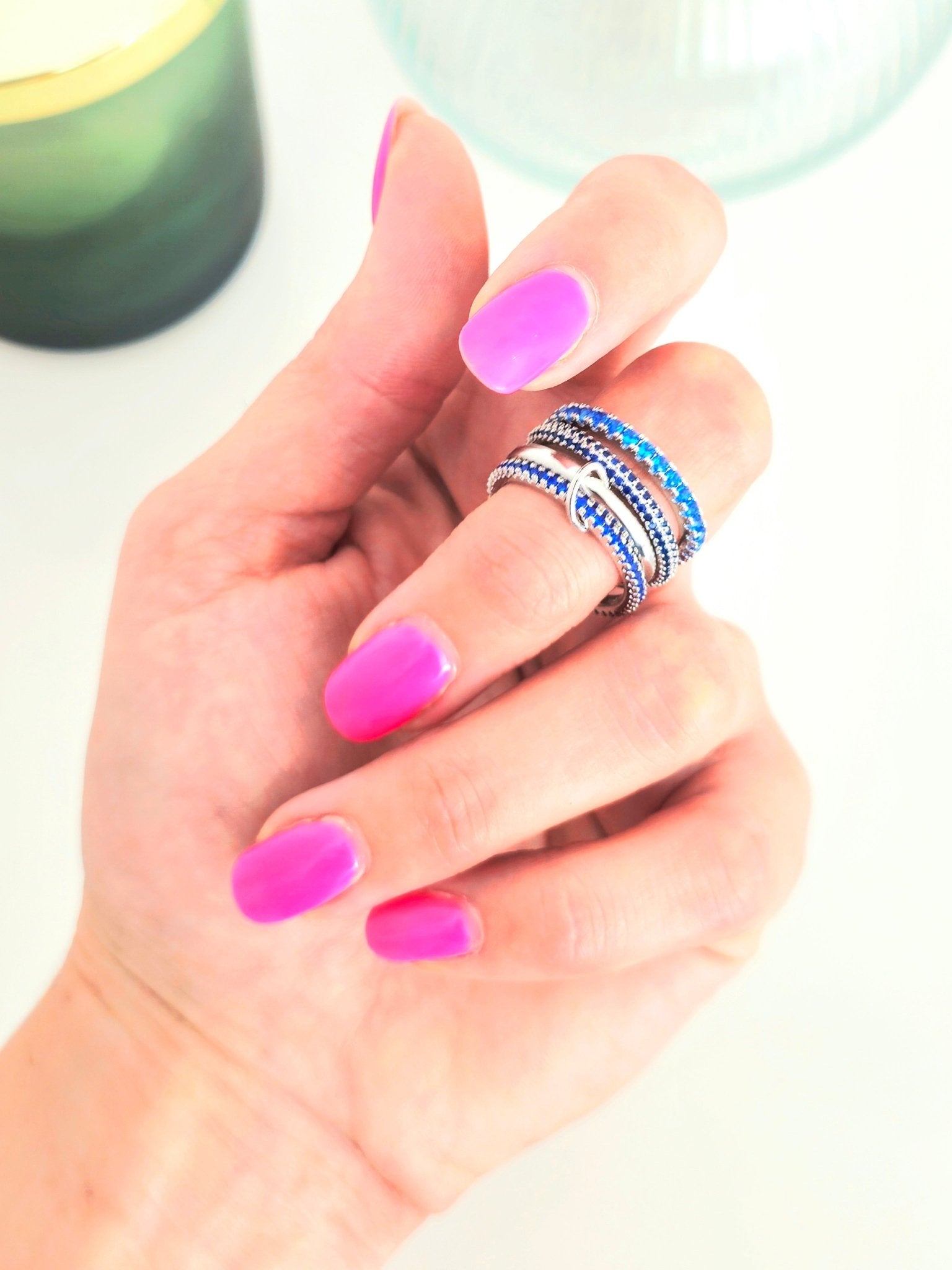 Multi - Anello Regolabile "Arianna" Silver con Pietre Zaffiro - 333HOPE333