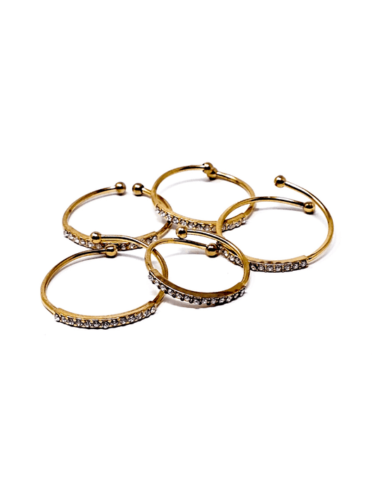 Set di 5 Fedine Regolabili “Pavé" Gold - 333HOPE333