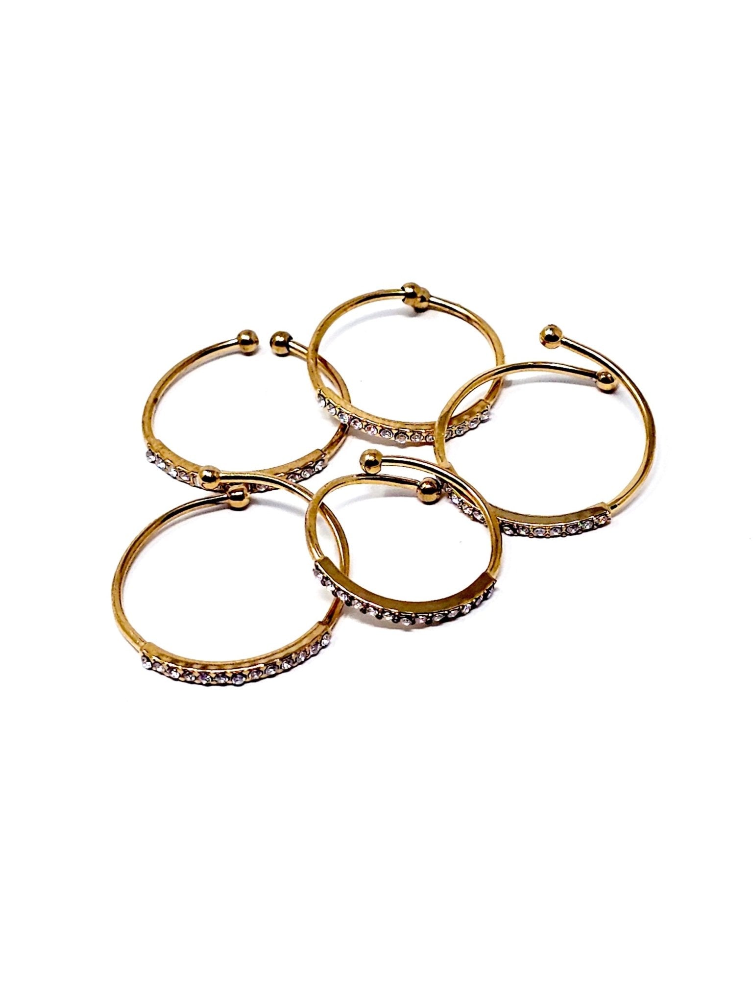 Set di 5 Fedine Regolabili “Pavé" Gold - 333HOPE333