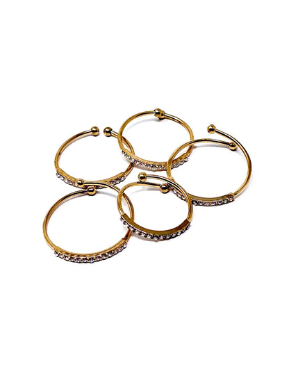 Set di 5 Fedine Regolabili “Pavé" Gold - 333HOPE333