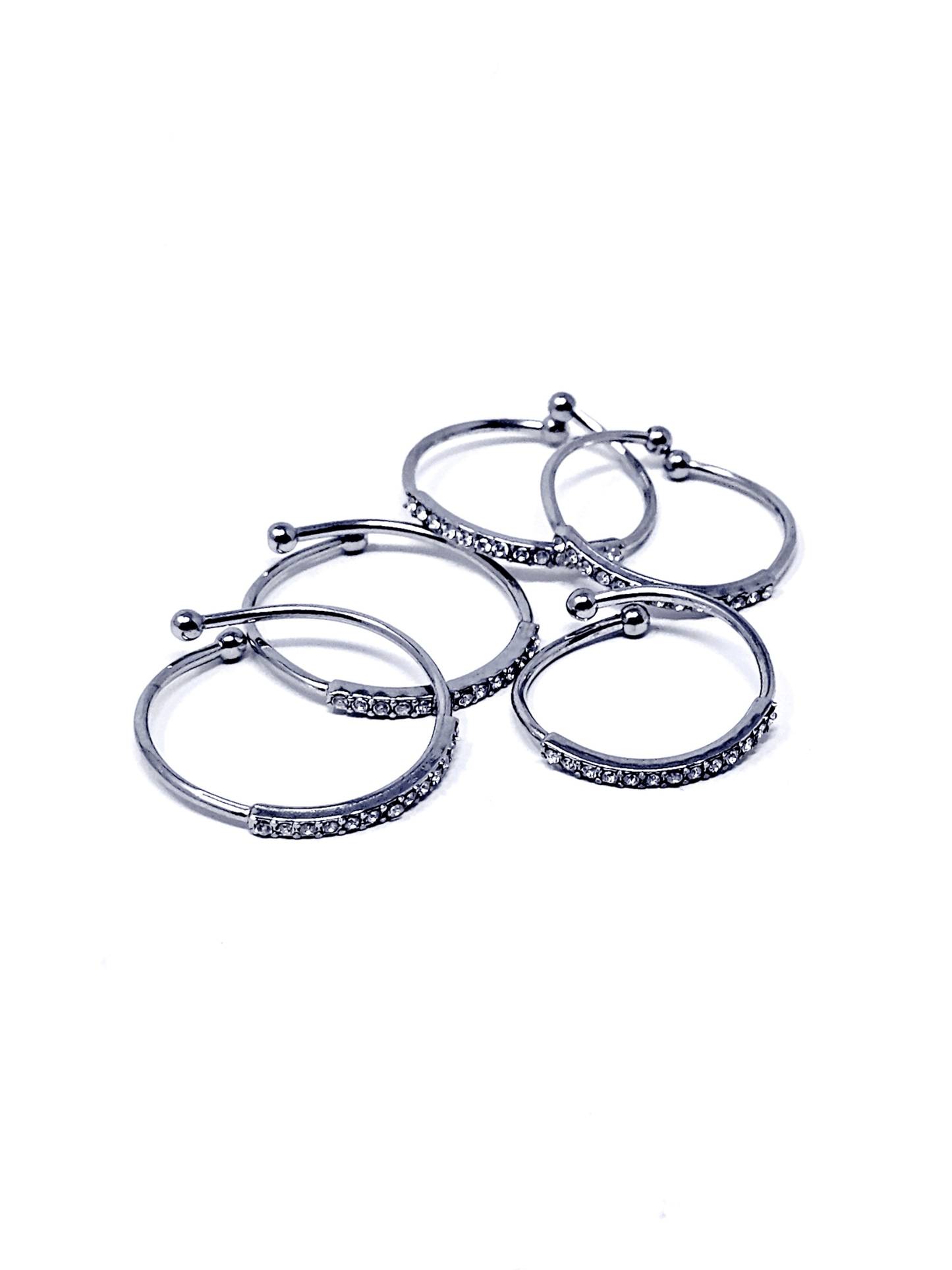 Set di 5 Fedine Regolabili “Pavé" Silver - 333HOPE333
