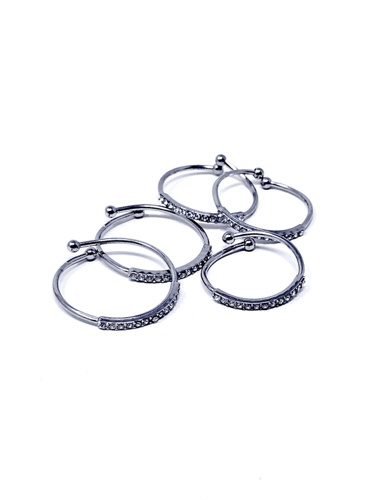 Set di 5 Fedine Regolabili “Pavé" Silver - 333HOPE333