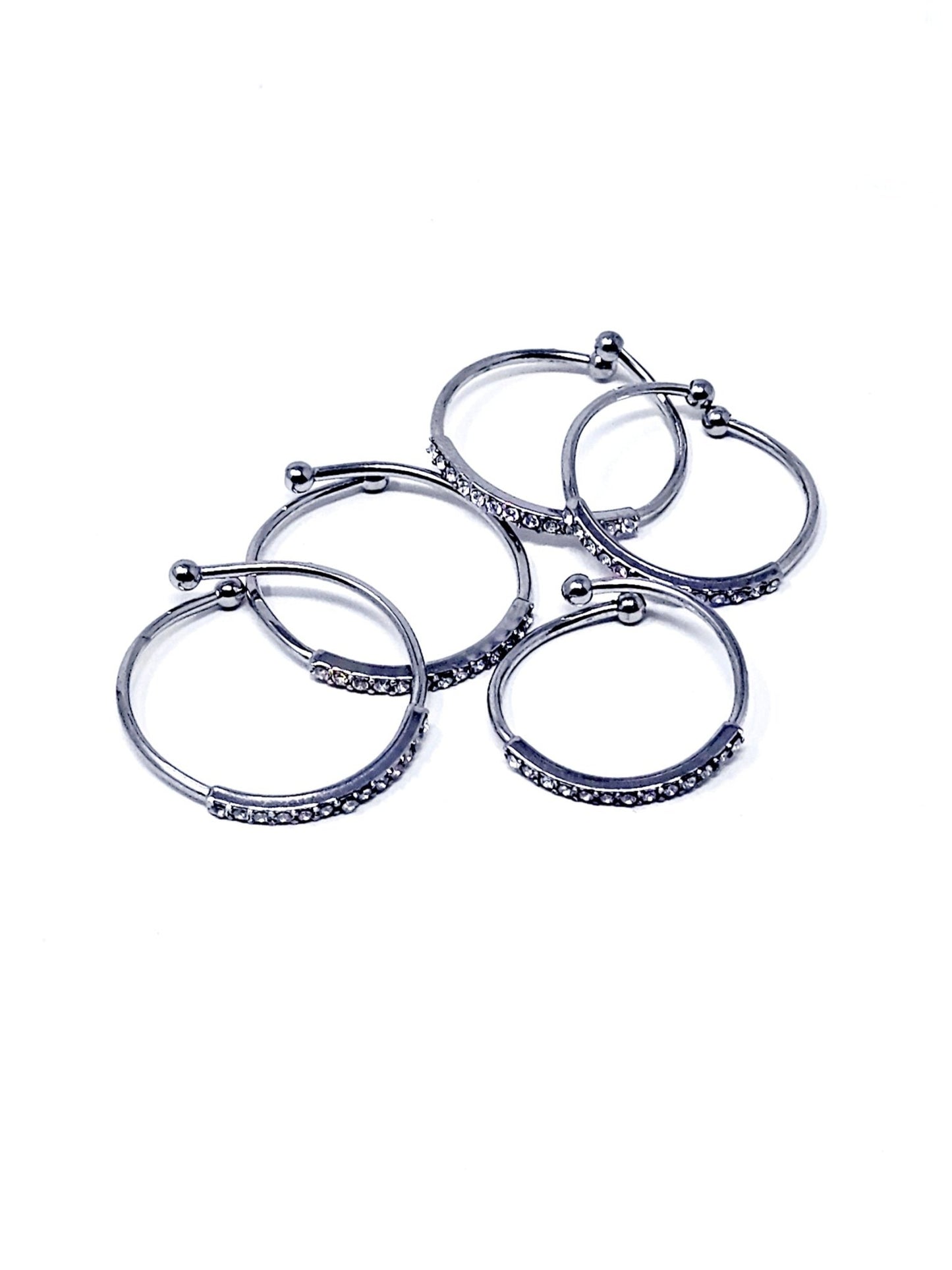 Set di 5 Fedine Regolabili “Pavé" Silver - 333HOPE333