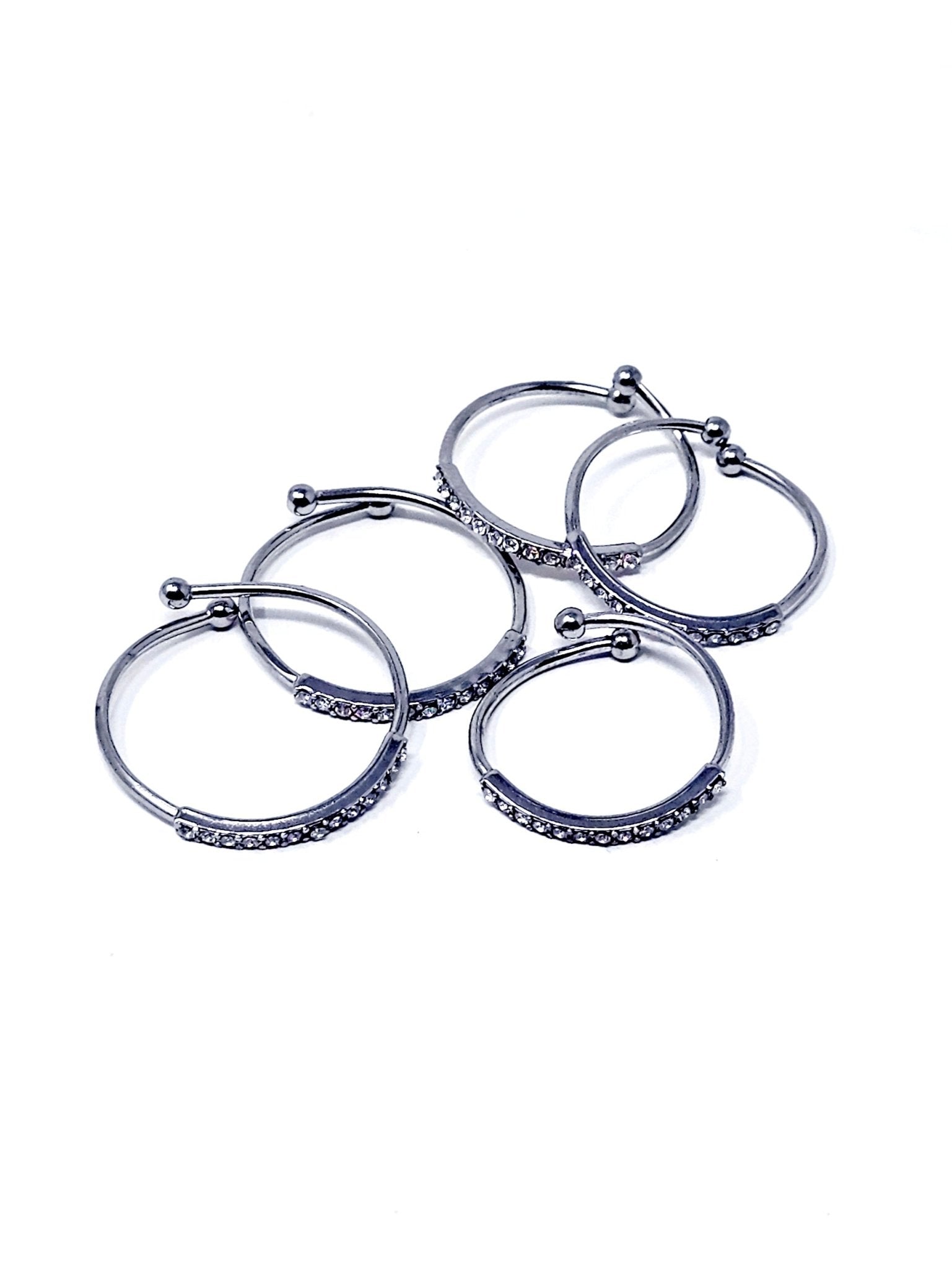 Set di 5 Fedine Regolabili “Pavé" Silver - 333HOPE333