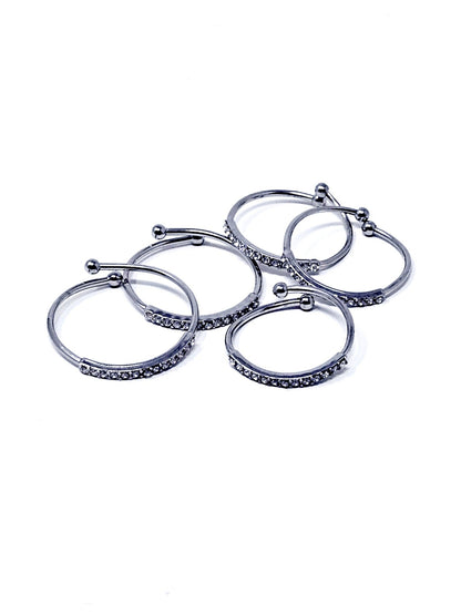 Set di 5 Fedine Regolabili “Pavé" Silver - 333HOPE333
