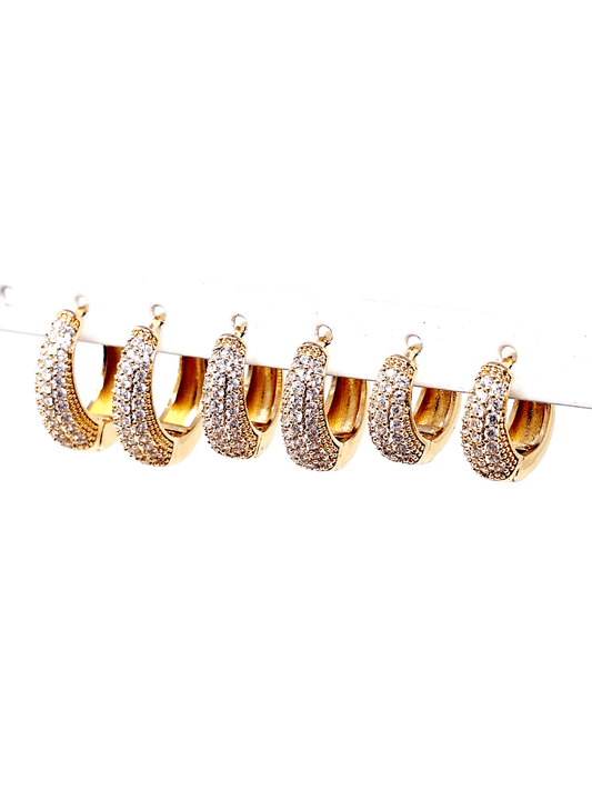 Set di 6 Mini Hoops a Goccia "Simona Pavé" Gold - 333HOPE333