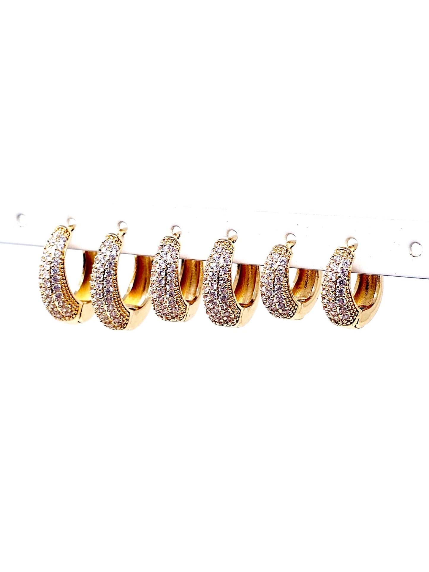 Set di 6 Mini Hoops a Goccia "Simona Pavé" Gold - 333HOPE333