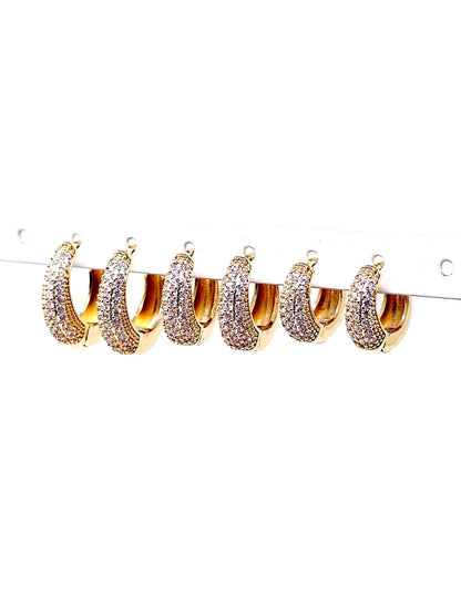 Set di 6 Mini Hoops a Goccia "Simona Pavé" Gold - 333HOPE333