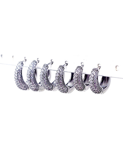 Set di 6 Mini Hoops a Goccia "Simona Pavé" Silver - 333HOPE333