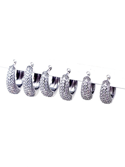 Set di 6 Mini Hoops a Goccia "Simona Pavé" Silver - 333HOPE333