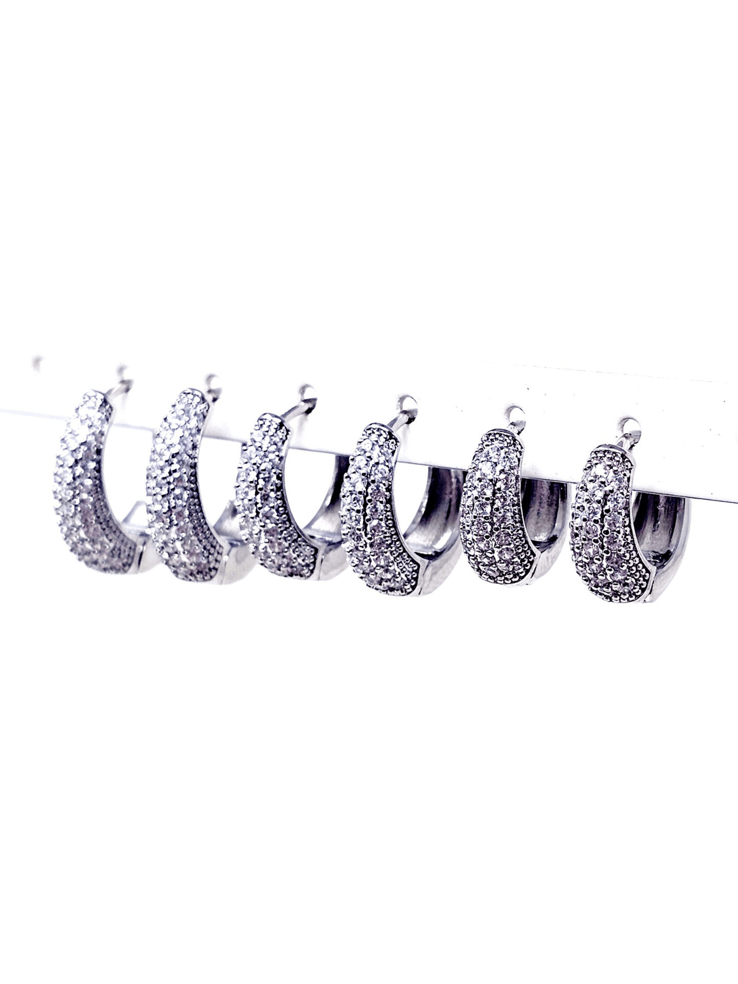 Set di 6 Mini Hoops a Goccia "Simona Pavé" Silver - 333HOPE333