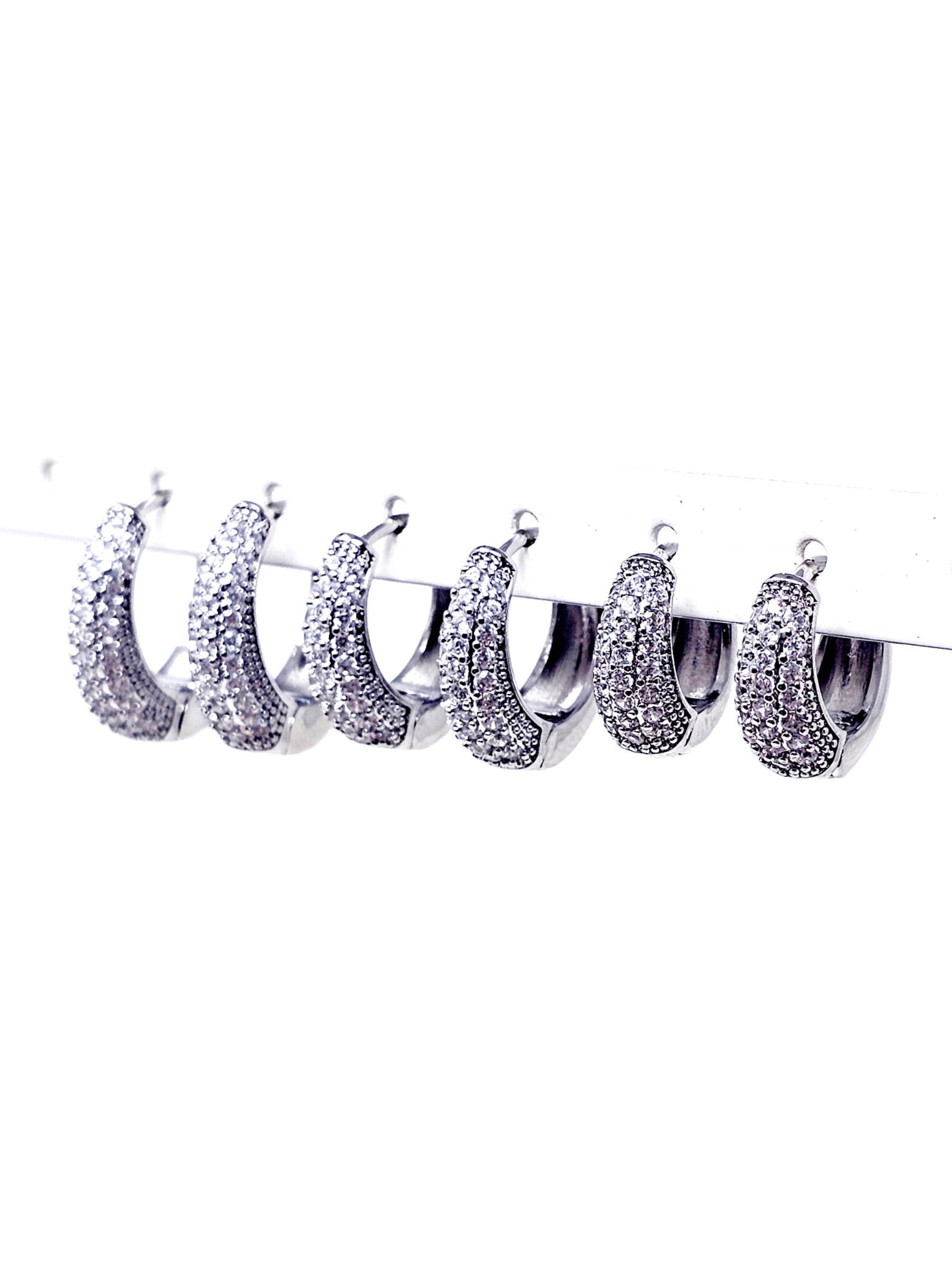 Set di 6 Mini Hoops a Goccia "Simona Pavé" Silver - 333HOPE333