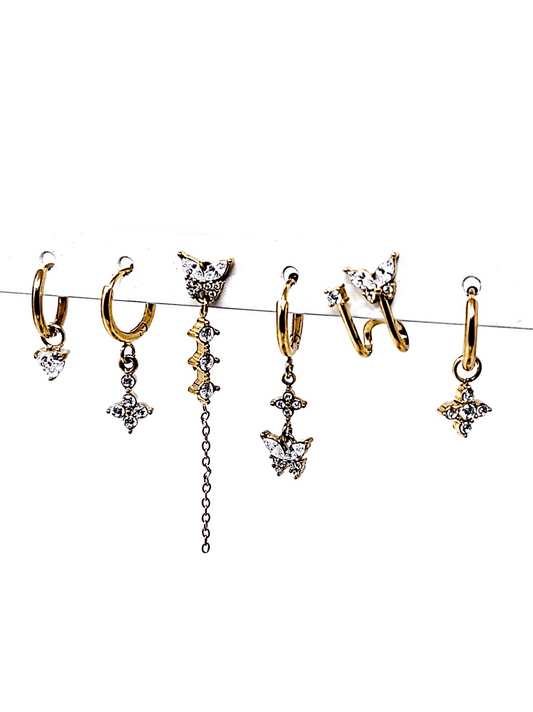 Set di 6 Orecchini "Butterfly" Gold - 333HOPE333