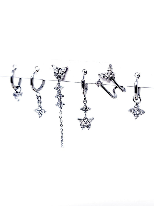 Set di 6 Orecchini "Butterfly" Silver - 333HOPE333