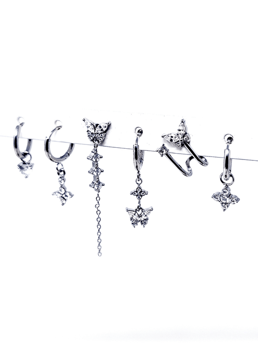 Set di 6 Orecchini "Butterfly" Silver - 333HOPE333