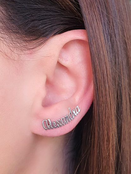 Orecchini con logo e nome personalizzati, orecchini in argento sterling Orecchini con logo e nome personalizzati, orecchini in argento sterling