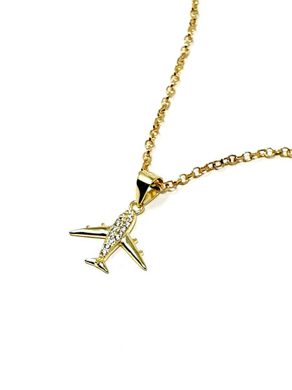 ARGENTO 925 PLACCATO IN ORO 18 Kt - Collana "I Love to Fly" - 333HOPE333