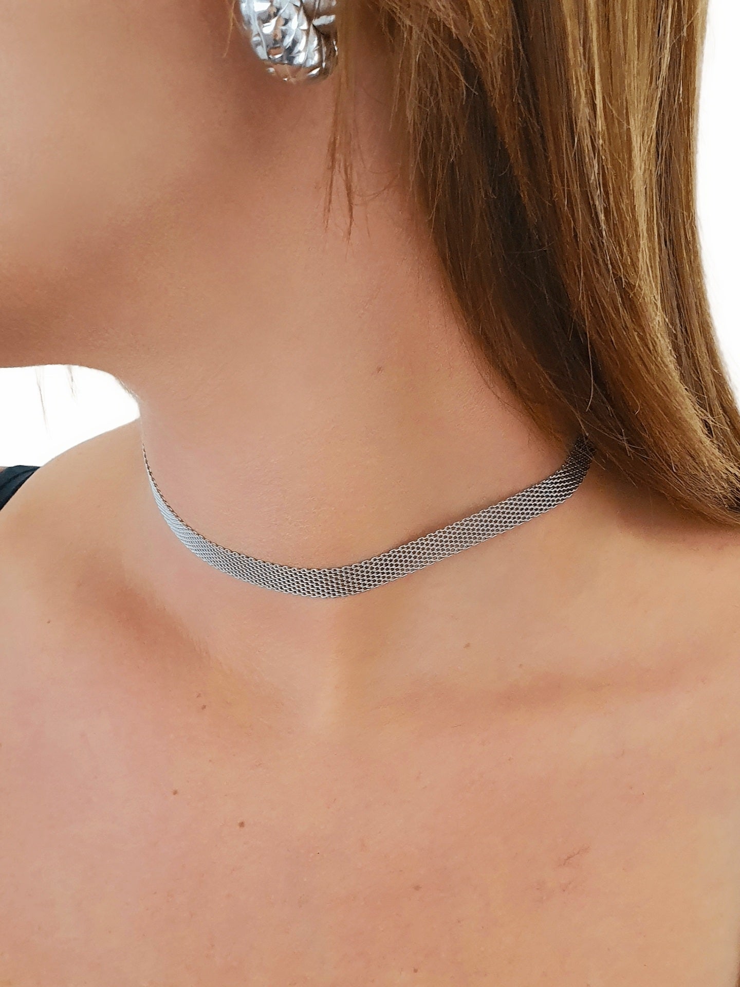 Choker "Metal Silk" Silver - 333HOPE333