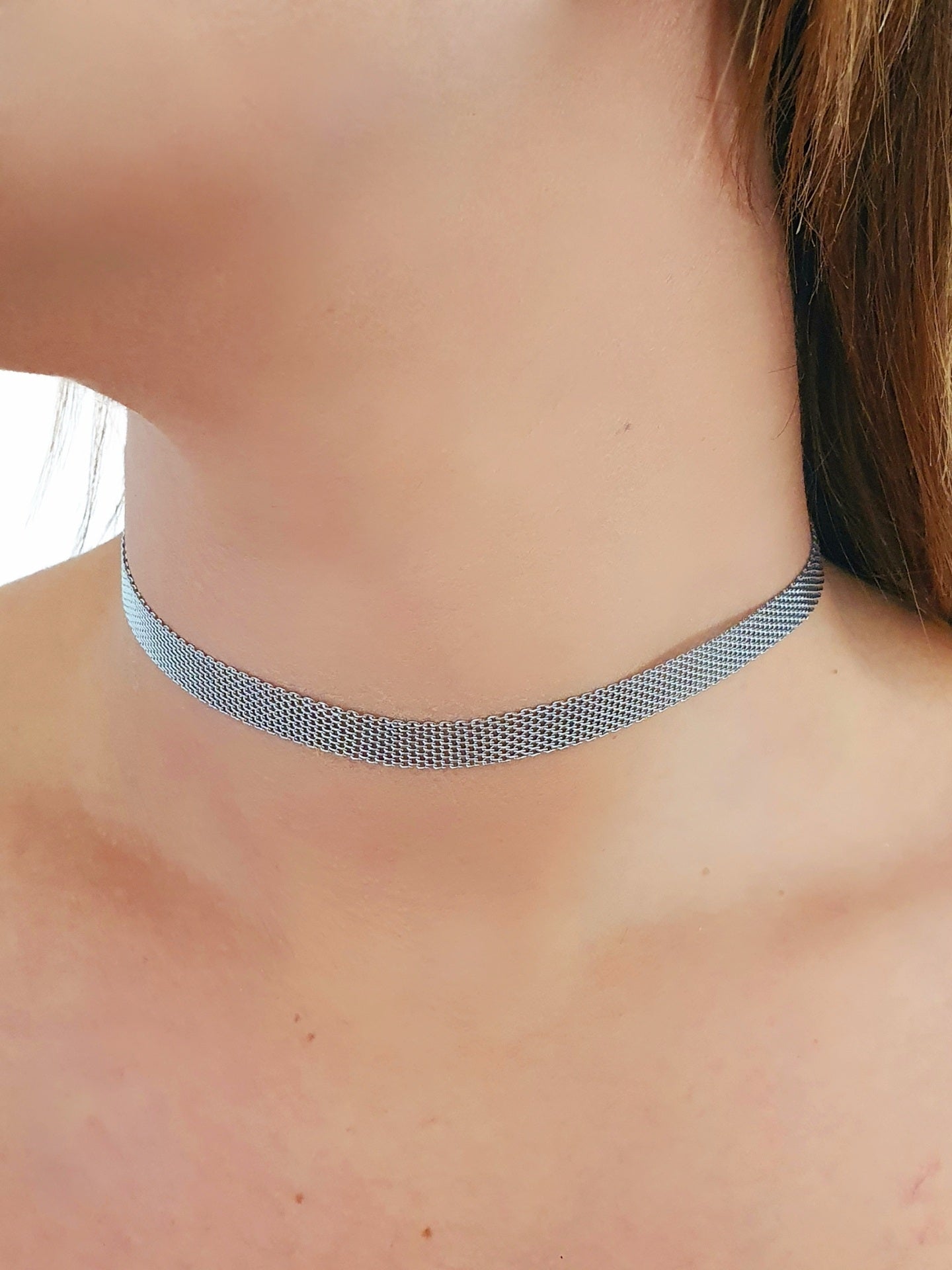 Choker "Metal Silk" Silver - 333HOPE333